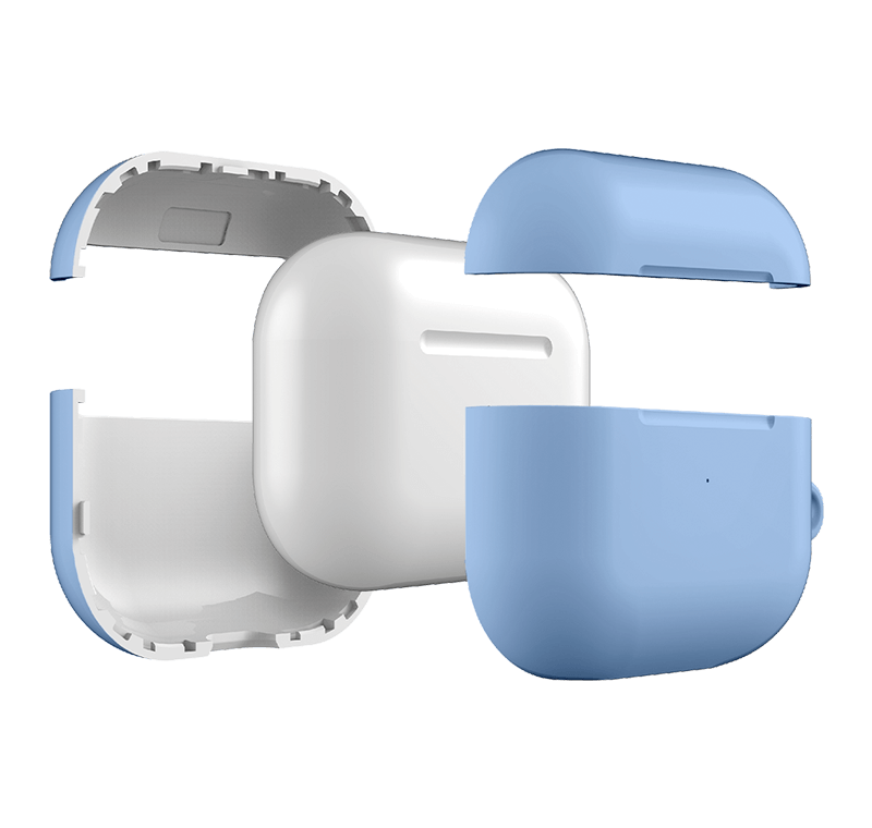 Exploded view of AirPods detailing their internal components and sophisticated structure