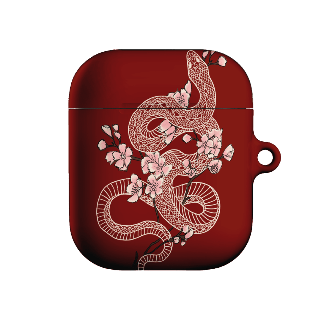 Blossom Snake in Red AirPods Case