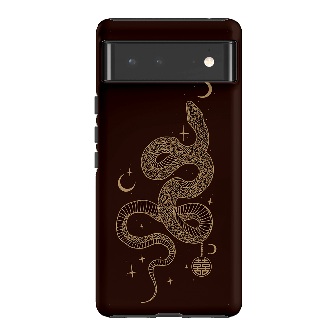 Astro Snake in Brown Printed Phone Cases by Veronica Tucker - The Dairy