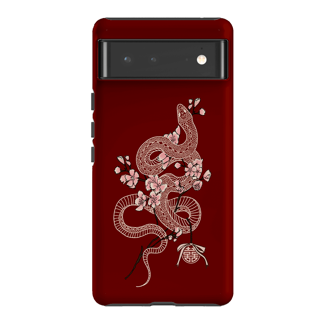 Blossom Snake in Red Printed Phone Cases by Veronica Tucker - The Dairy