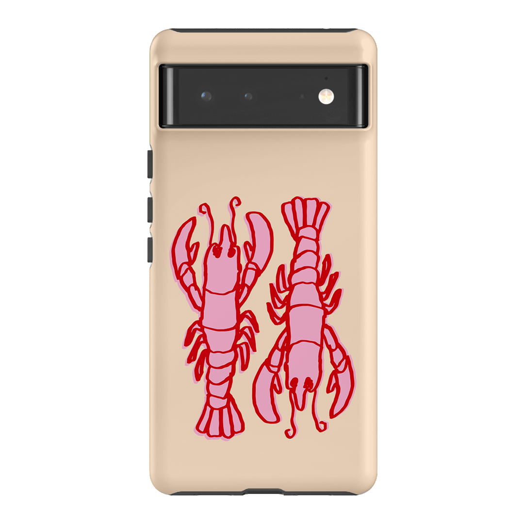 Lobster Love Peach Printed Phone Cases Google Pixel 6 / Armoured by The Dairy - The Dairy