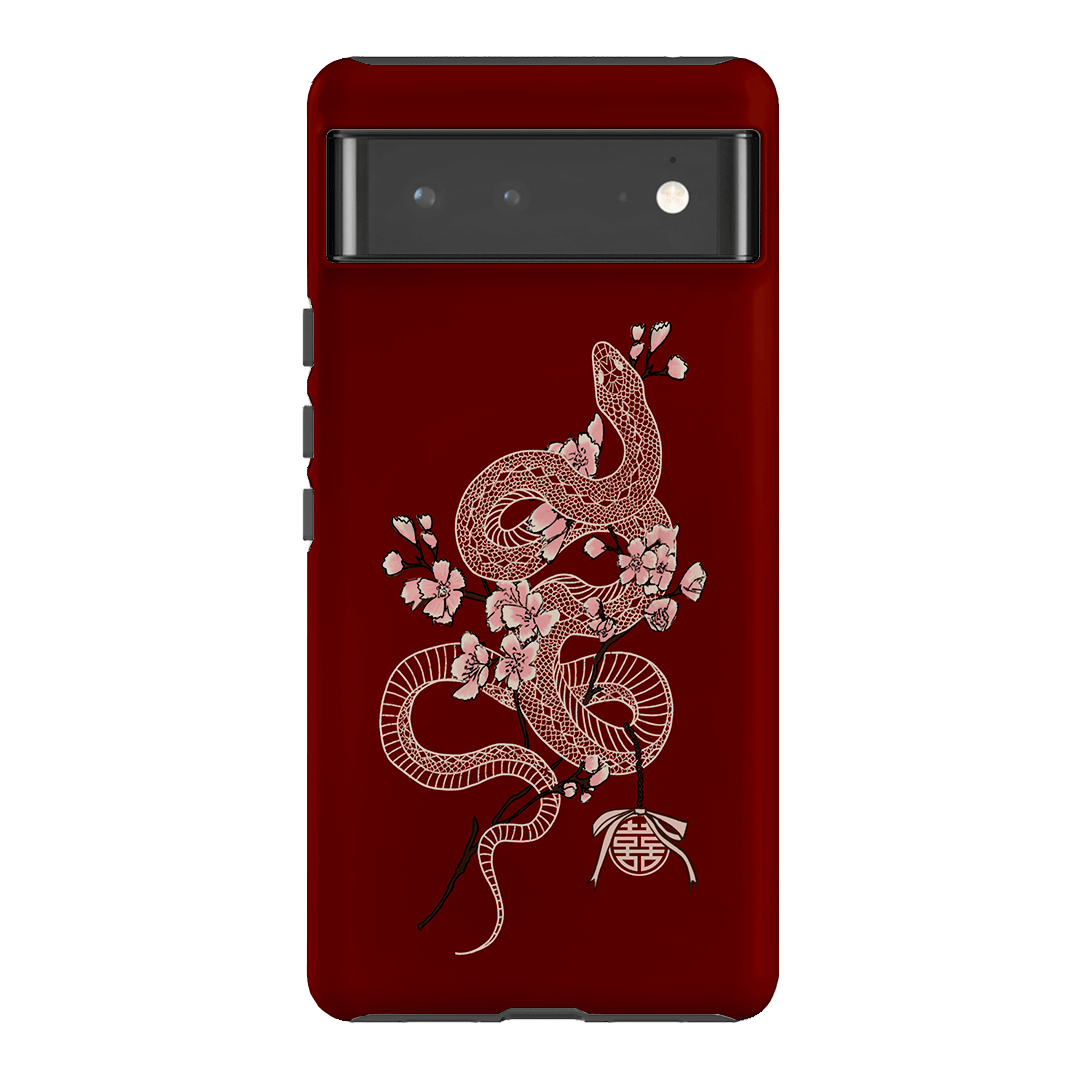 Blossom Snake in Red Printed Phone Cases by Veronica Tucker - The Dairy