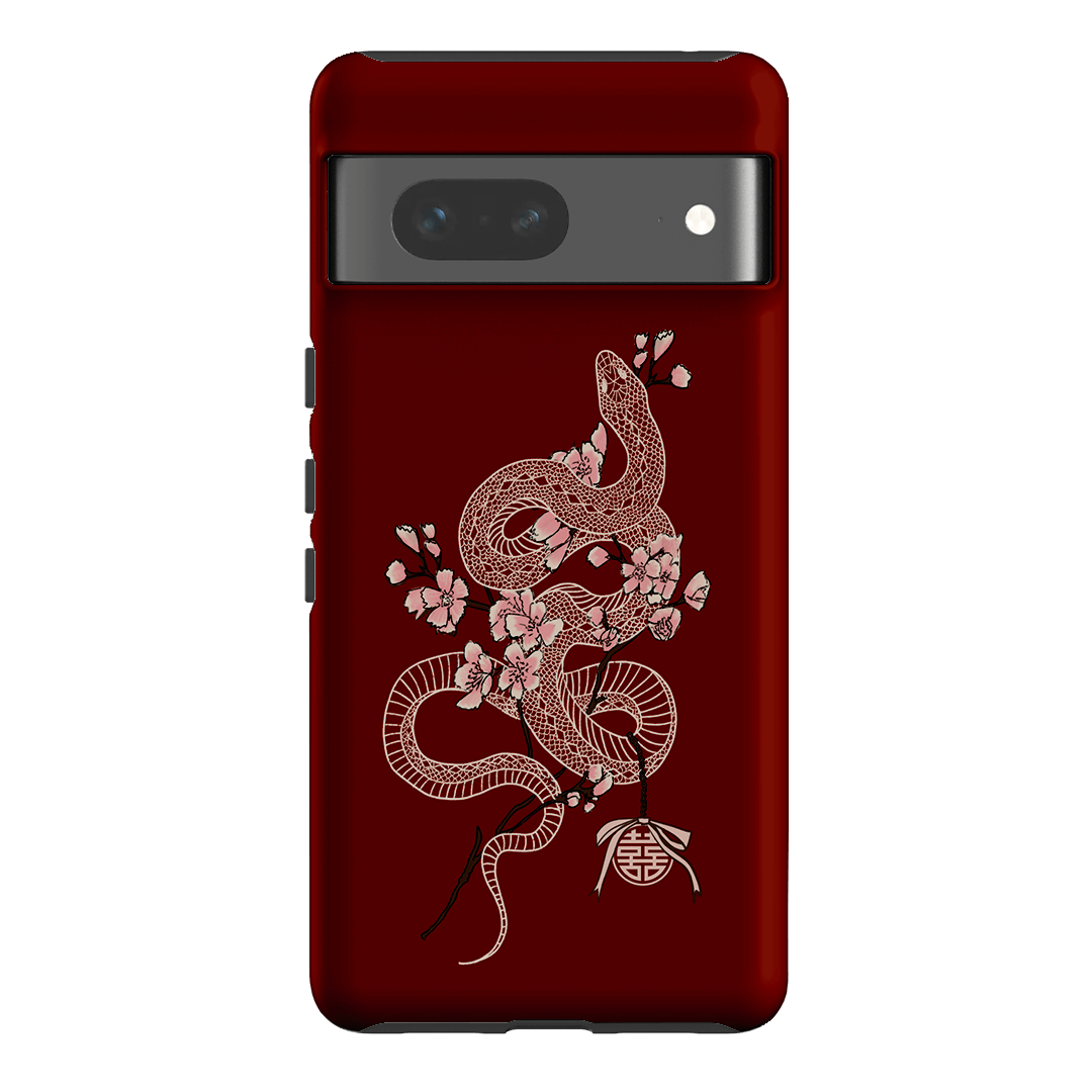 Blossom Snake in Red Printed Phone Cases by Veronica Tucker - The Dairy