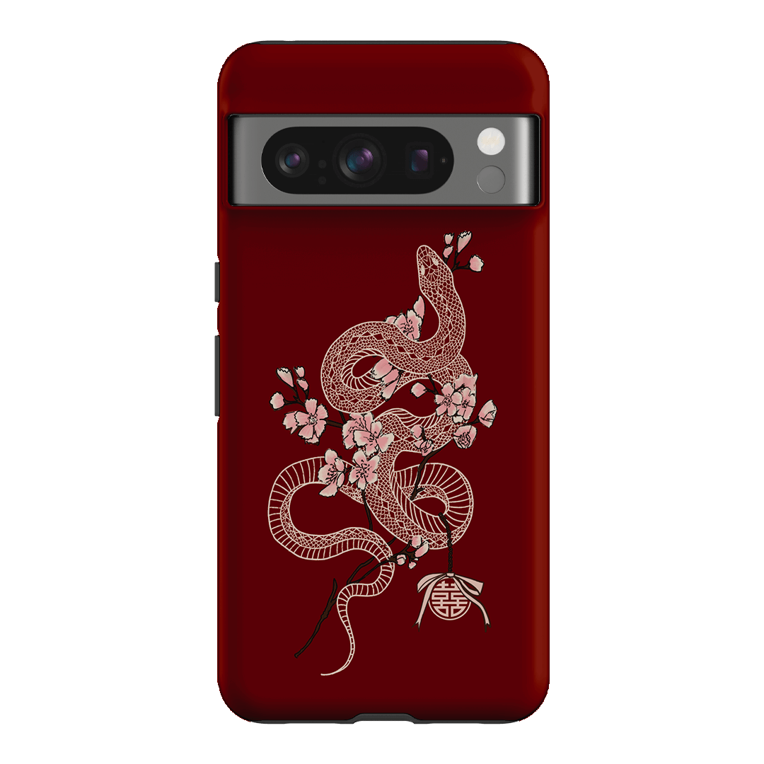 Blossom Snake in Red Printed Phone Cases by Veronica Tucker - The Dairy