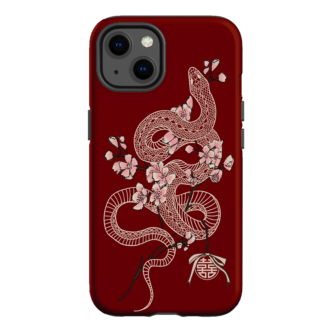 Blossom Snake in Red Printed Phone Cases by Veronica Tucker - The Dairy