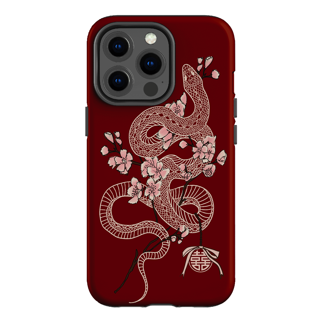 Blossom Snake in Red Printed Phone Cases by Veronica Tucker - The Dairy