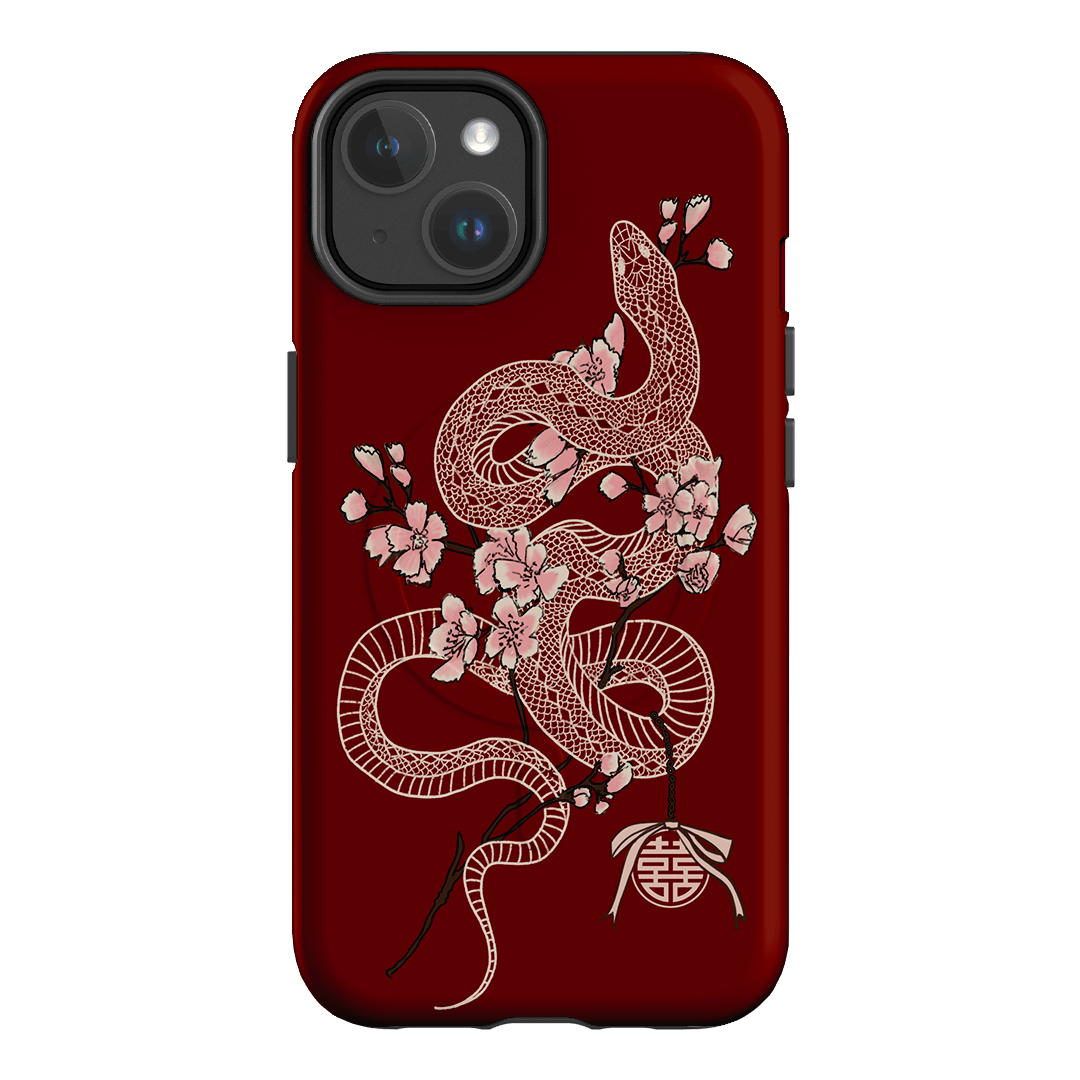 Blossom Snake in Red Printed Phone Cases by Veronica Tucker - The Dairy