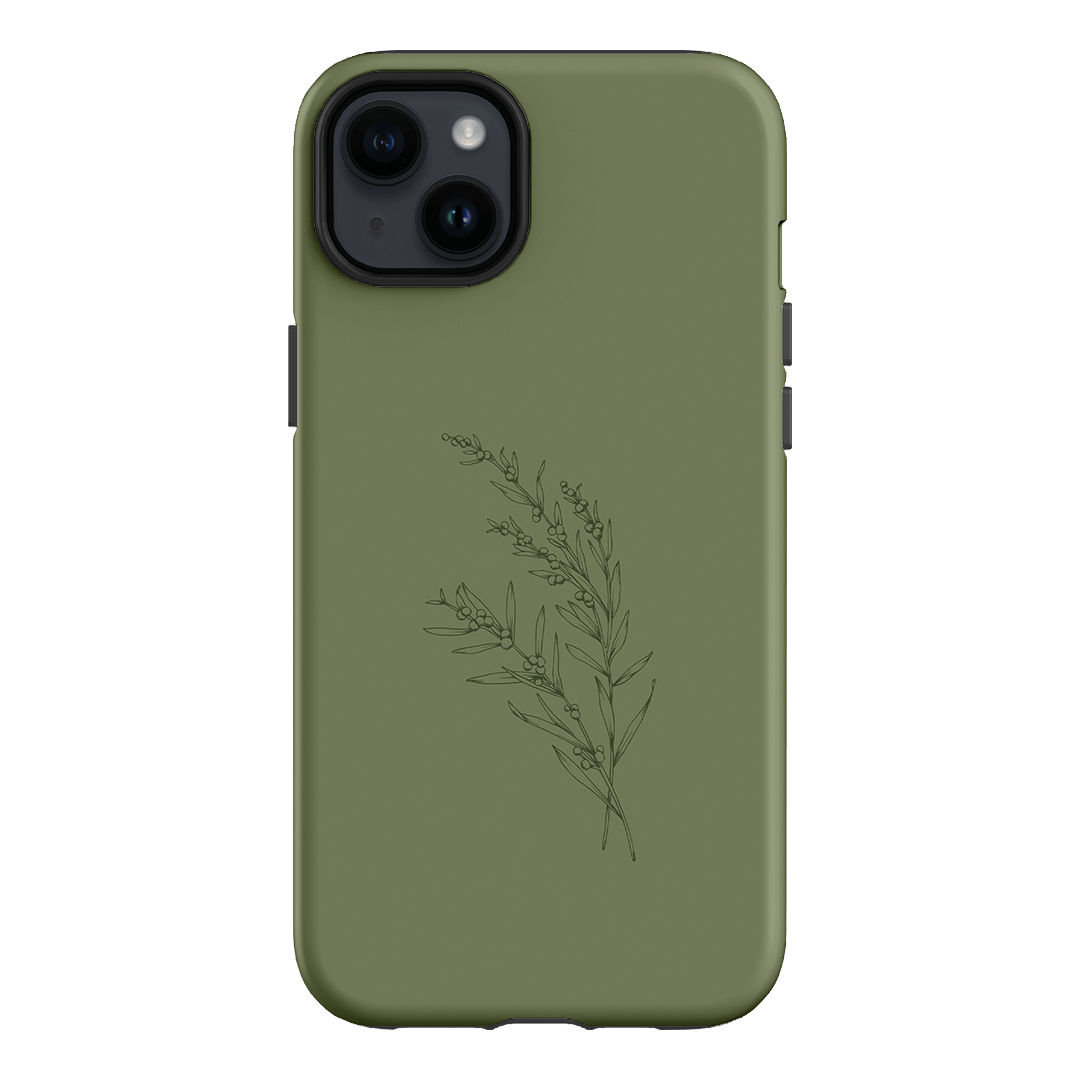 Khaki Wattle Printed Phone Cases iPhone 14 Plus / Armoured by Typoflora - The Dairy