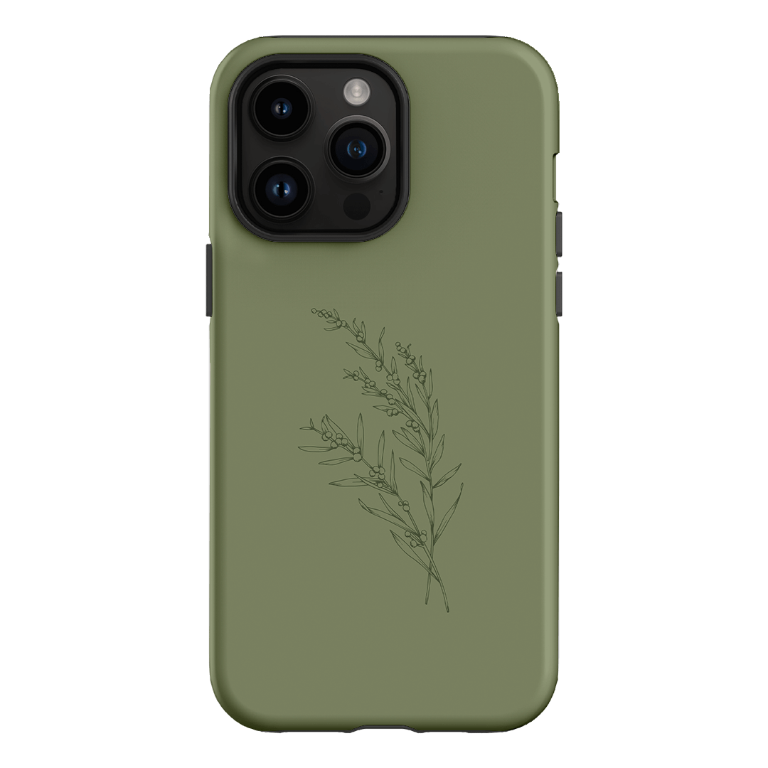 Khaki Wattle Printed Phone Cases iPhone 14 Pro Max / Armoured by Typoflora - The Dairy