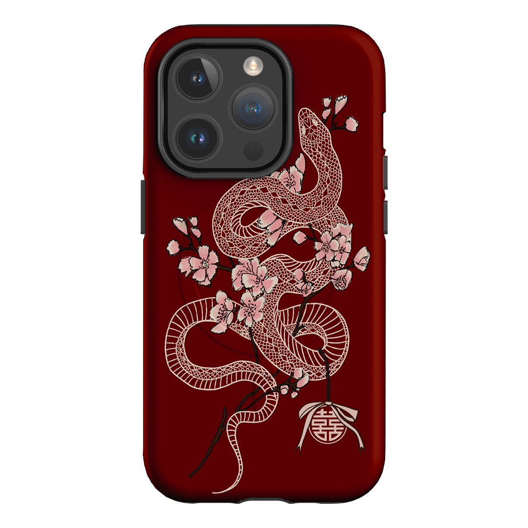 Blossom Snake in Red Printed Phone Cases by Veronica Tucker - The Dairy