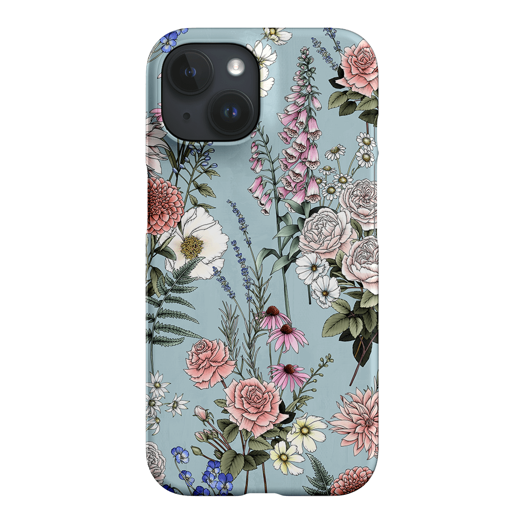 Garden Party Blue Printed Phone Cases iPhone 15 / Snap by Typoflora - The Dairy