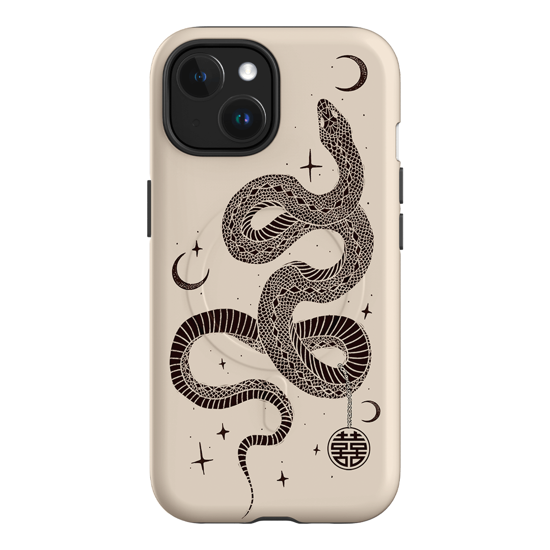 Astro Snake in Cream Printed Phone Cases by Veronica Tucker - The Dairy