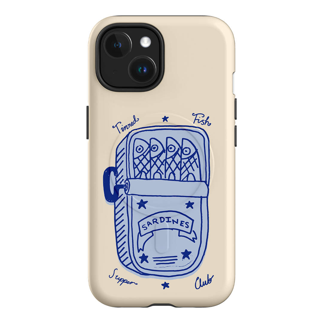 Sardine Social Blue Printed Phone Cases iPhone 15 / Armoured MagSafe by The Dairy - The Dairy