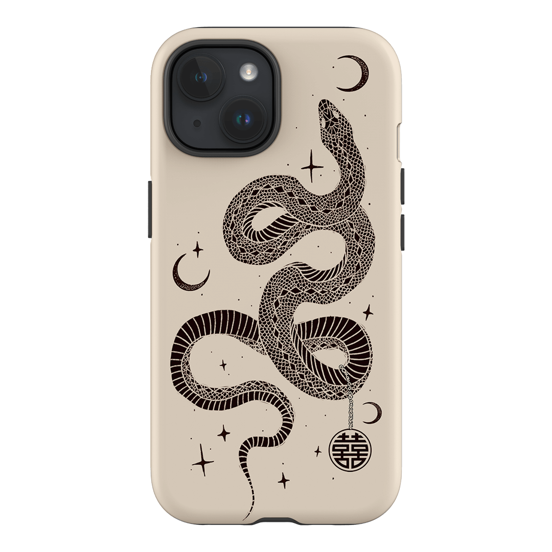 Astro Snake in Cream Printed Phone Cases by Veronica Tucker - The Dairy