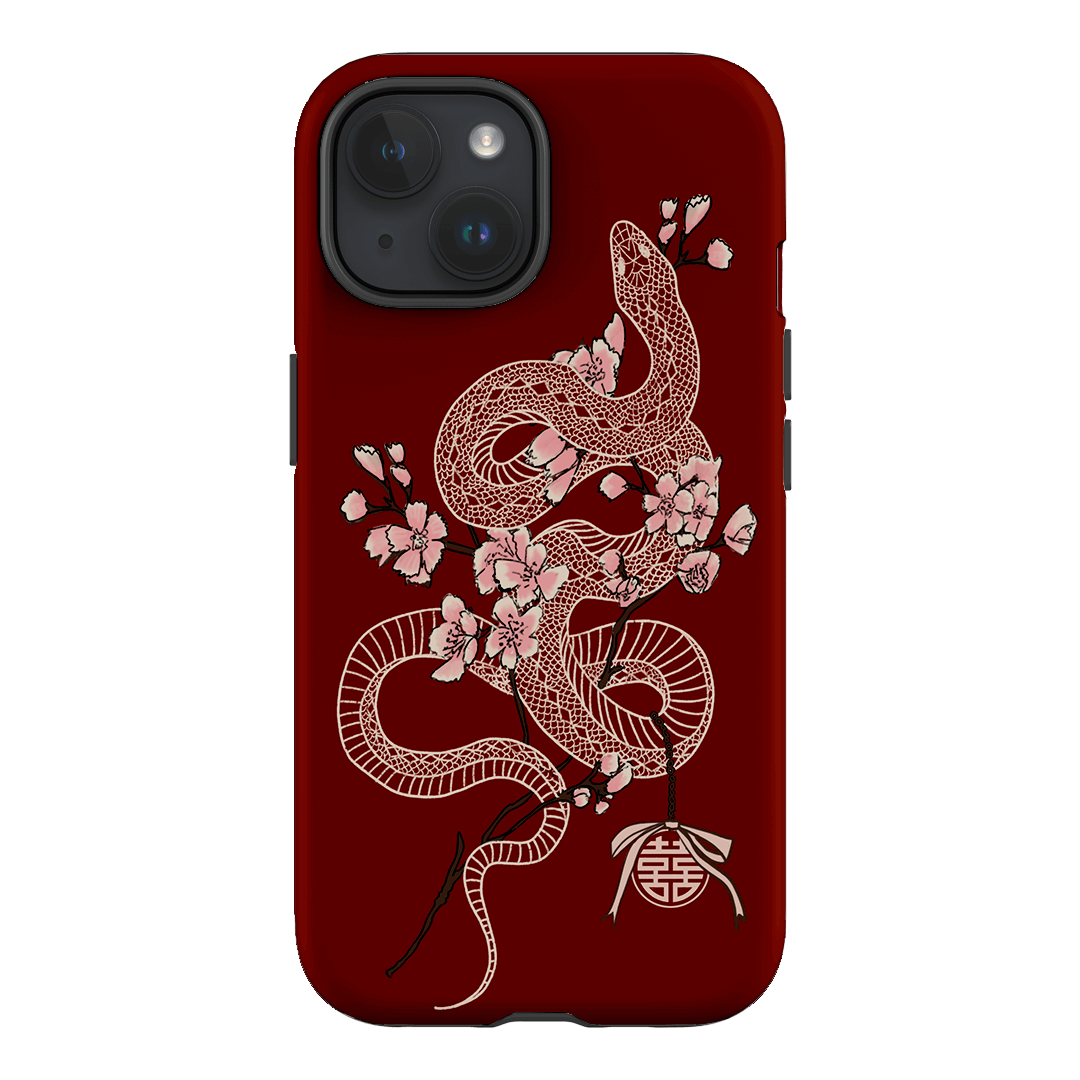 Blossom Snake in Red Printed Phone Cases by Veronica Tucker - The Dairy