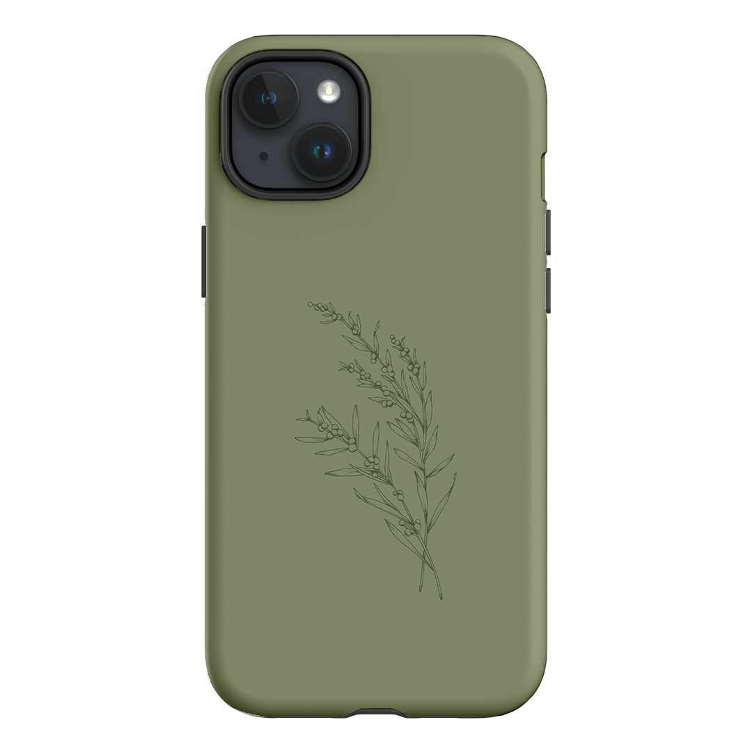 Khaki Wattle Printed Phone Cases iPhone 15 Plus / Armoured by Typoflora - The Dairy