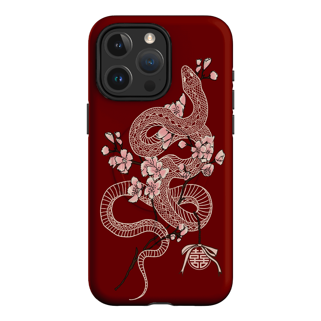 Blossom Snake in Red Printed Phone Cases by Veronica Tucker - The Dairy