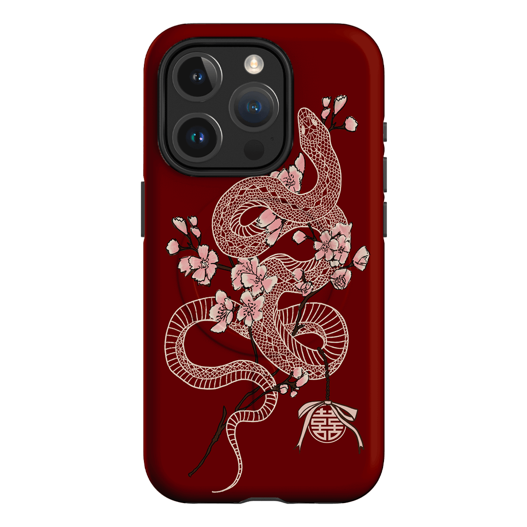 Blossom Snake in Red Printed Phone Cases by Veronica Tucker - The Dairy