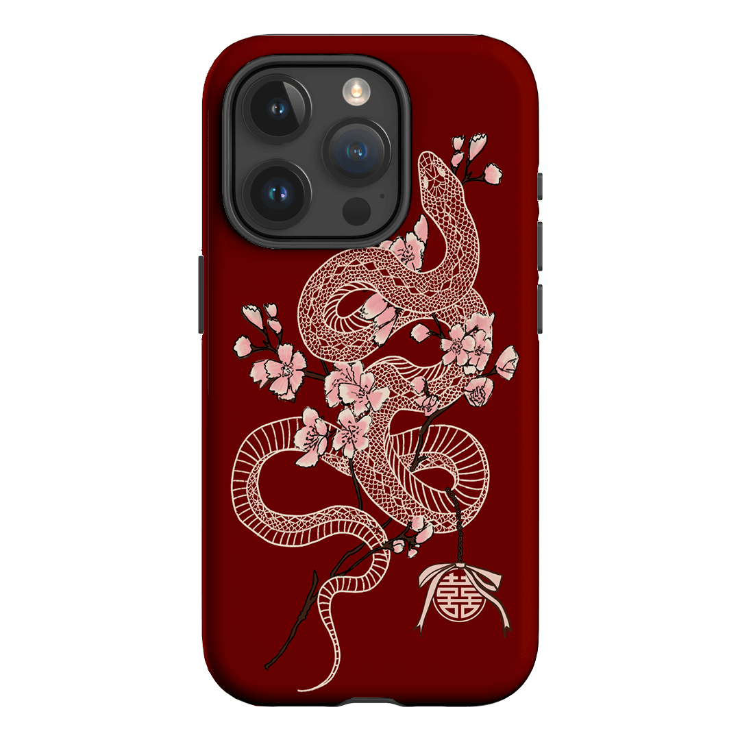 Blossom Snake in Red Printed Phone Cases by Veronica Tucker - The Dairy