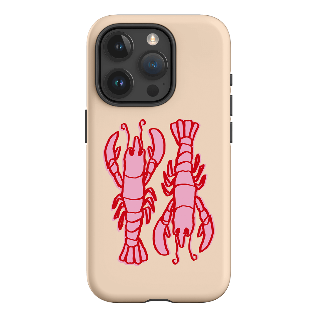 Lobster Love Peach Printed Phone Cases iPhone 15 Pro / Armoured by The Dairy - The Dairy