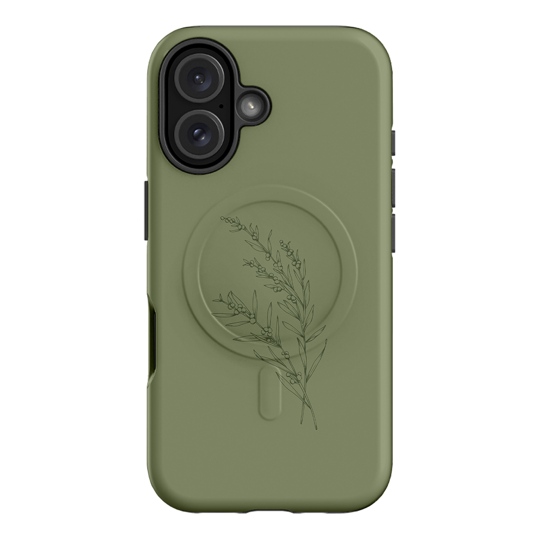 Khaki Wattle Printed Phone Cases iPhone 16 / Armoured MagSafe by Typoflora - The Dairy