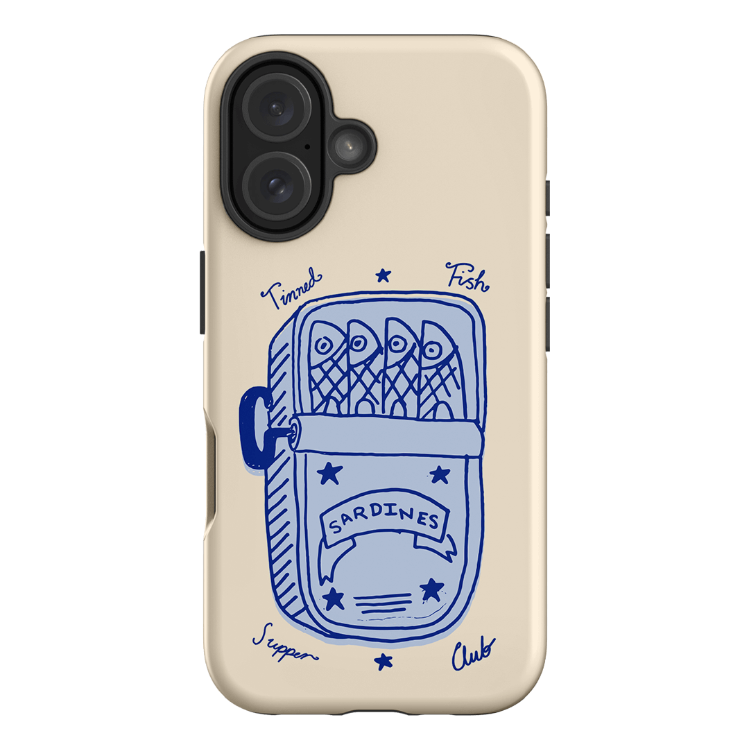 Sardine Social Blue Printed Phone Cases iPhone 16 / Armoured by The Dairy - The Dairy