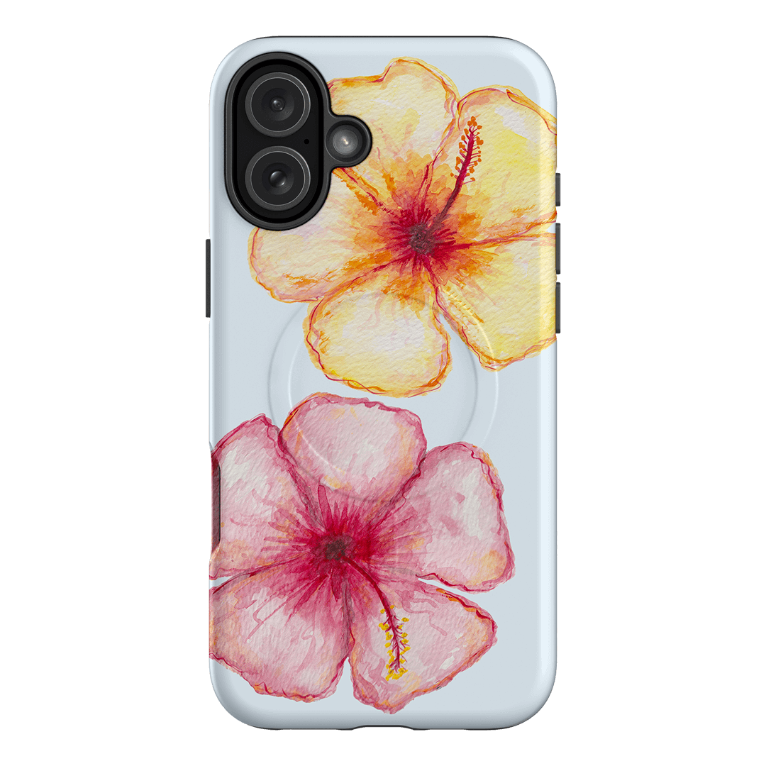 Hibiscus Flower Blue Printed Phone Cases iPhone 16 Plus / Armoured MagSafe by BG. Studio - The Dairy