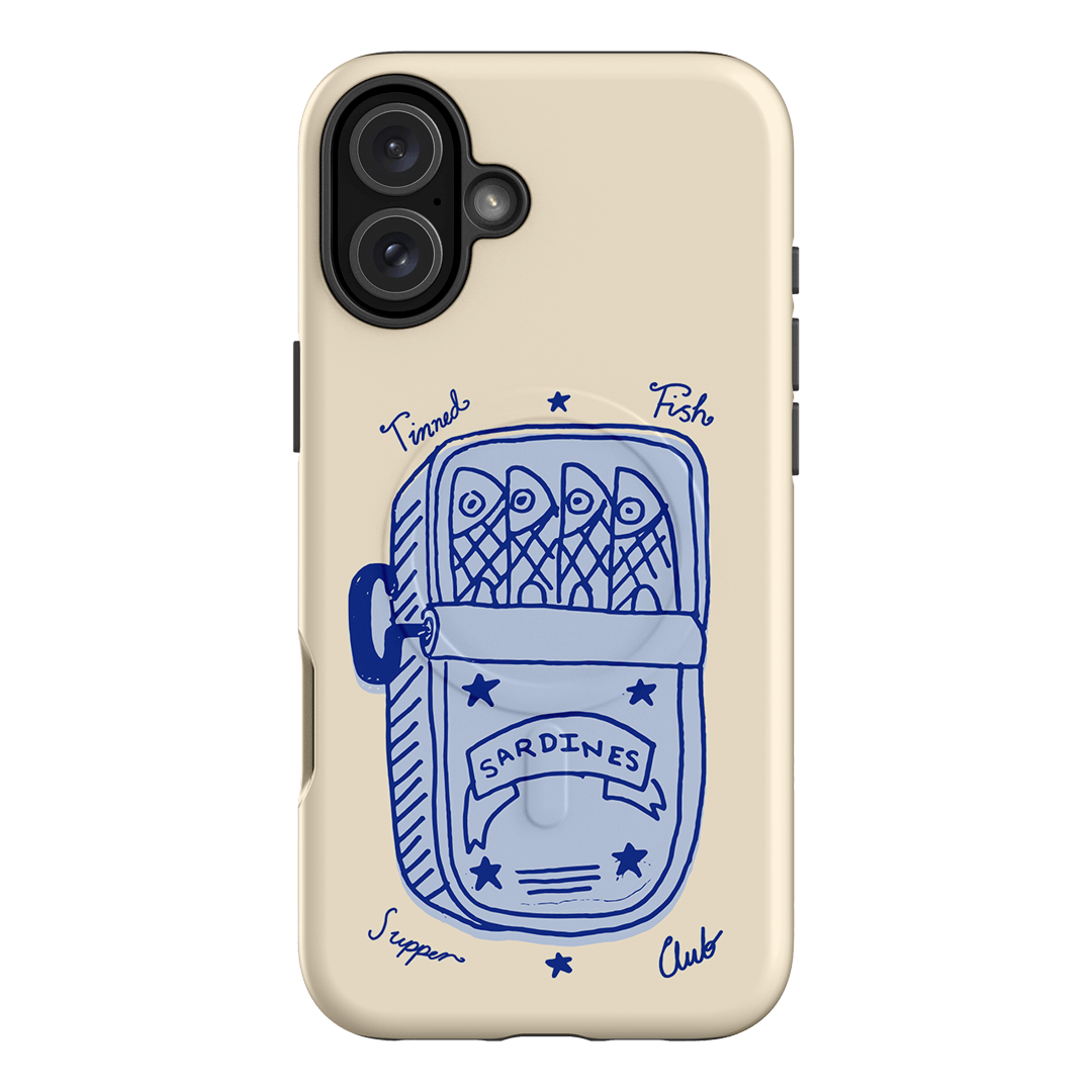 Sardine Social Blue Printed Phone Cases iPhone 16 Plus / Armoured MagSafe by The Dairy - The Dairy