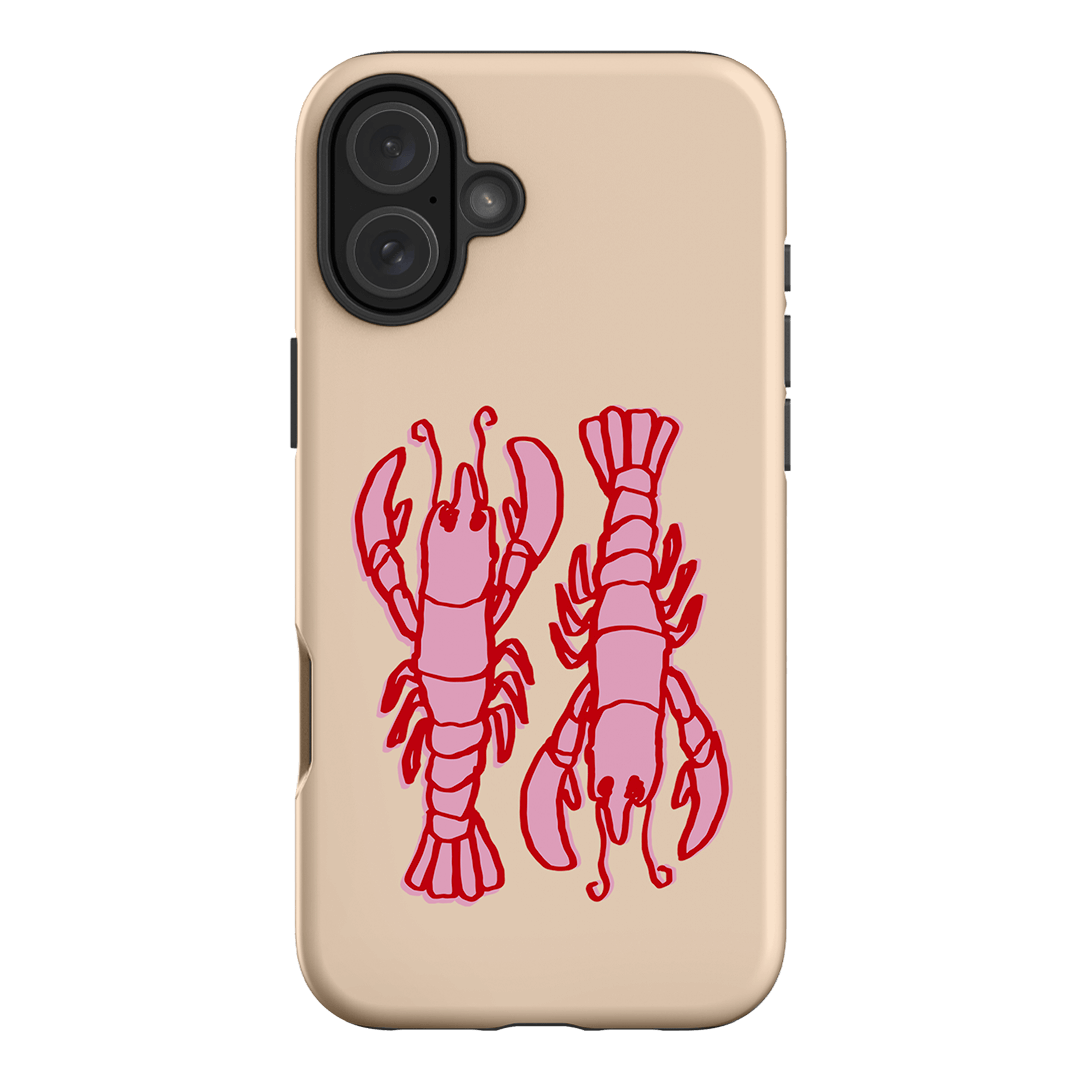 Lobster Love Peach Printed Phone Cases iPhone 16 Plus / Armoured by The Dairy - The Dairy