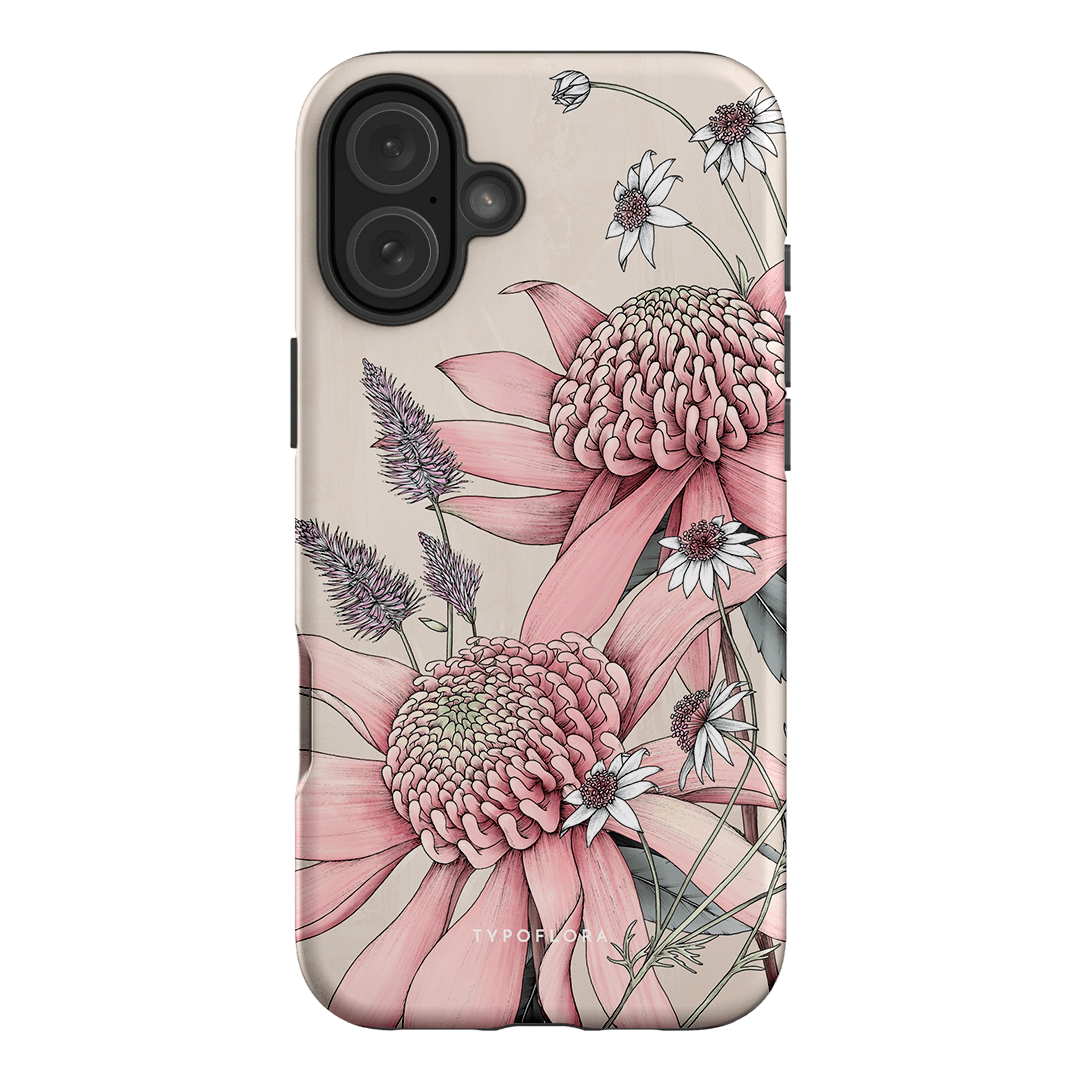 Pink Waratah Printed Phone Cases iPhone 16 Plus / Armoured by Typoflora - The Dairy