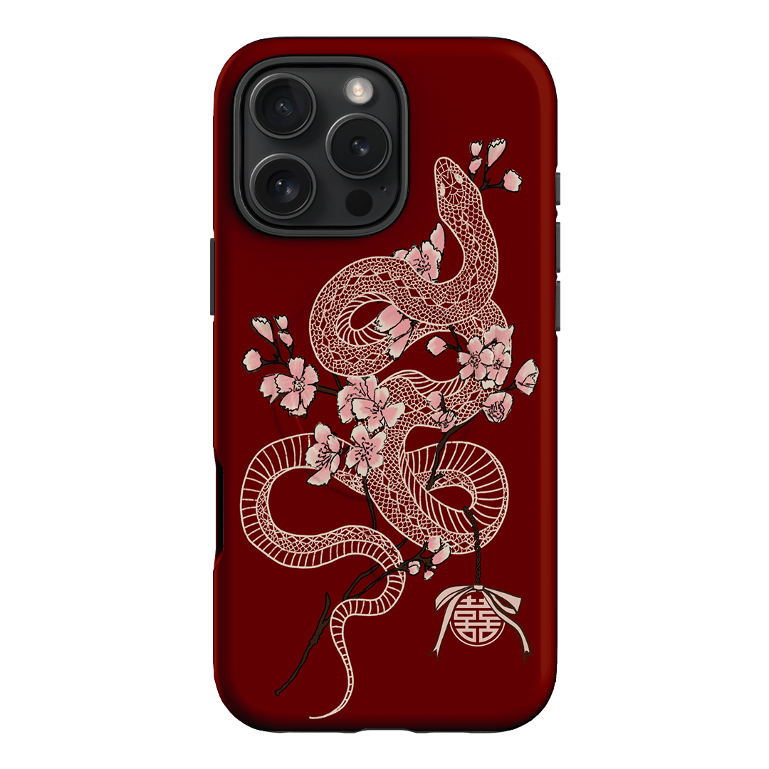 Blossom Snake in Red Printed Phone Cases by Veronica Tucker - The Dairy