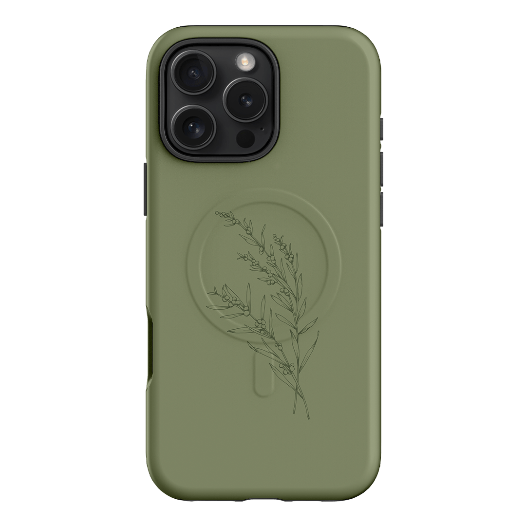 Khaki Wattle Printed Phone Cases iPhone 16 Pro Max / Armoured MagSafe by Typoflora - The Dairy