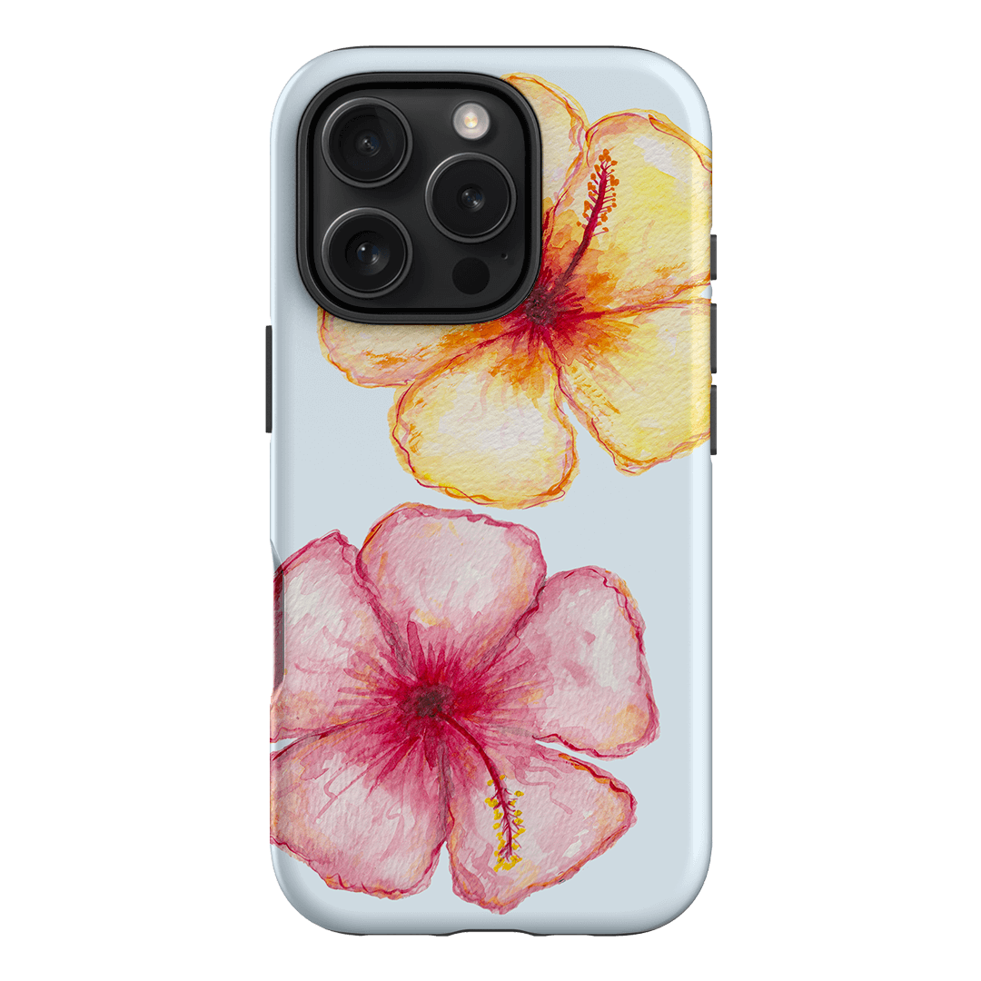 Hibiscus Flower Blue Printed Phone Cases iPhone 16 Pro / Armoured by BG. Studio - The Dairy