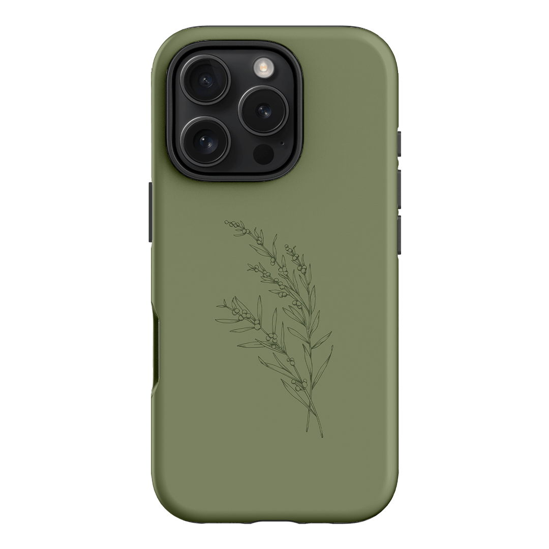 Khaki Wattle Printed Phone Cases iPhone 16 Pro / Armoured by Typoflora - The Dairy