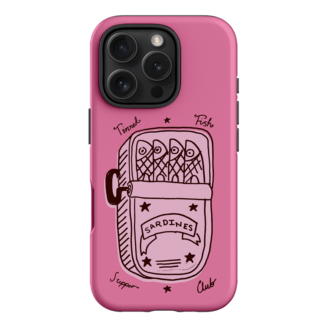 Sardine Social Pink Printed Phone Cases iPhone 16 Pro / Armoured by The Dairy - The Dairy