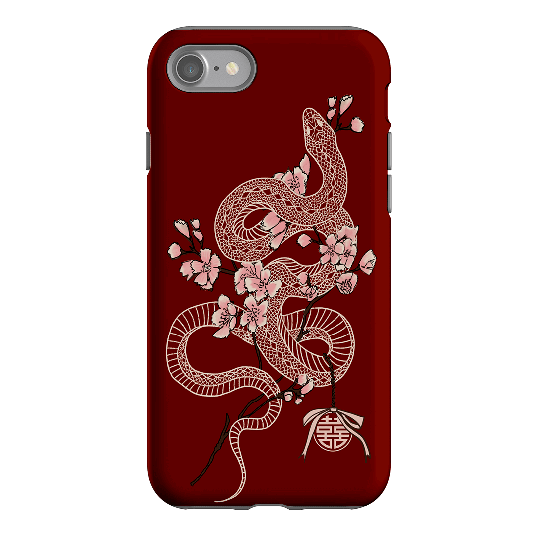 Blossom Snake in Red Printed Phone Cases by Veronica Tucker - The Dairy