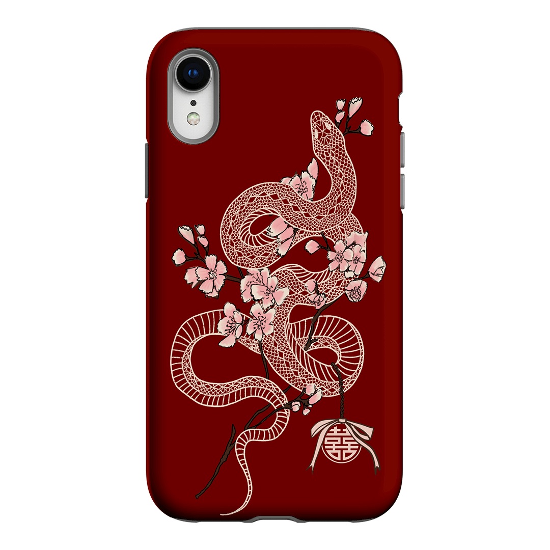 Blossom Snake in Red Printed Phone Cases by Veronica Tucker - The Dairy