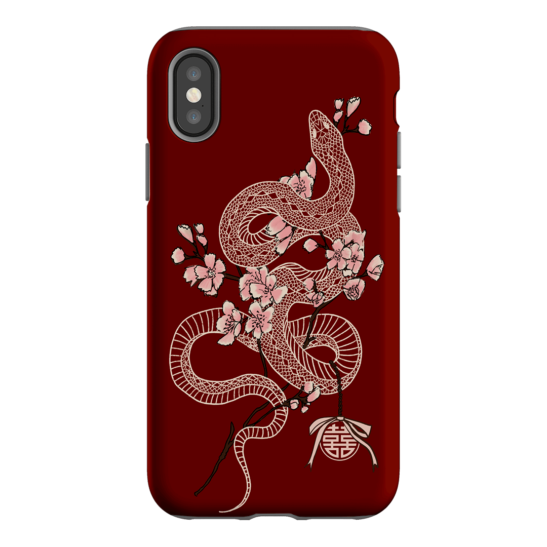 Blossom Snake in Red Printed Phone Cases by Veronica Tucker - The Dairy