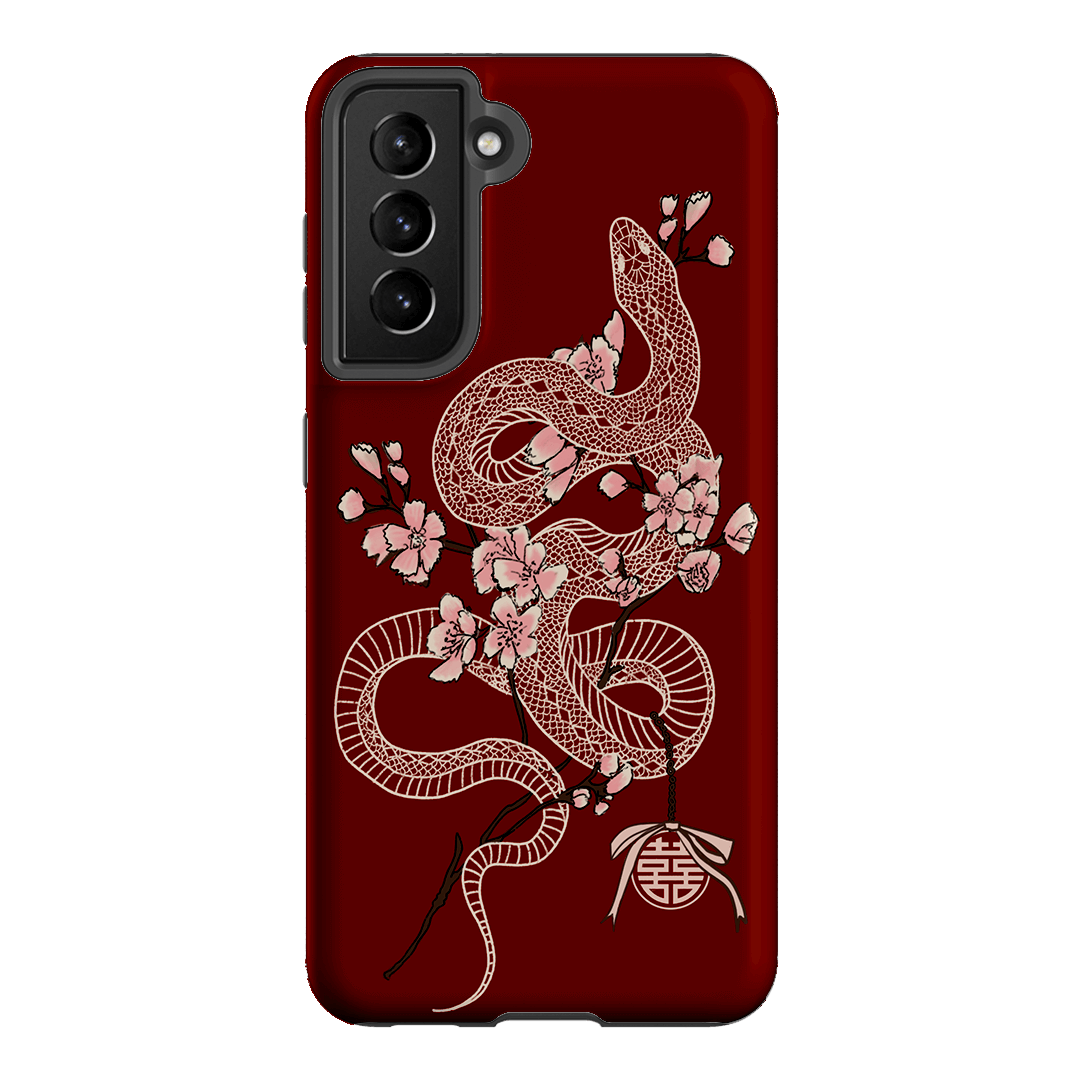 Blossom Snake in Red Printed Phone Cases by Veronica Tucker - The Dairy