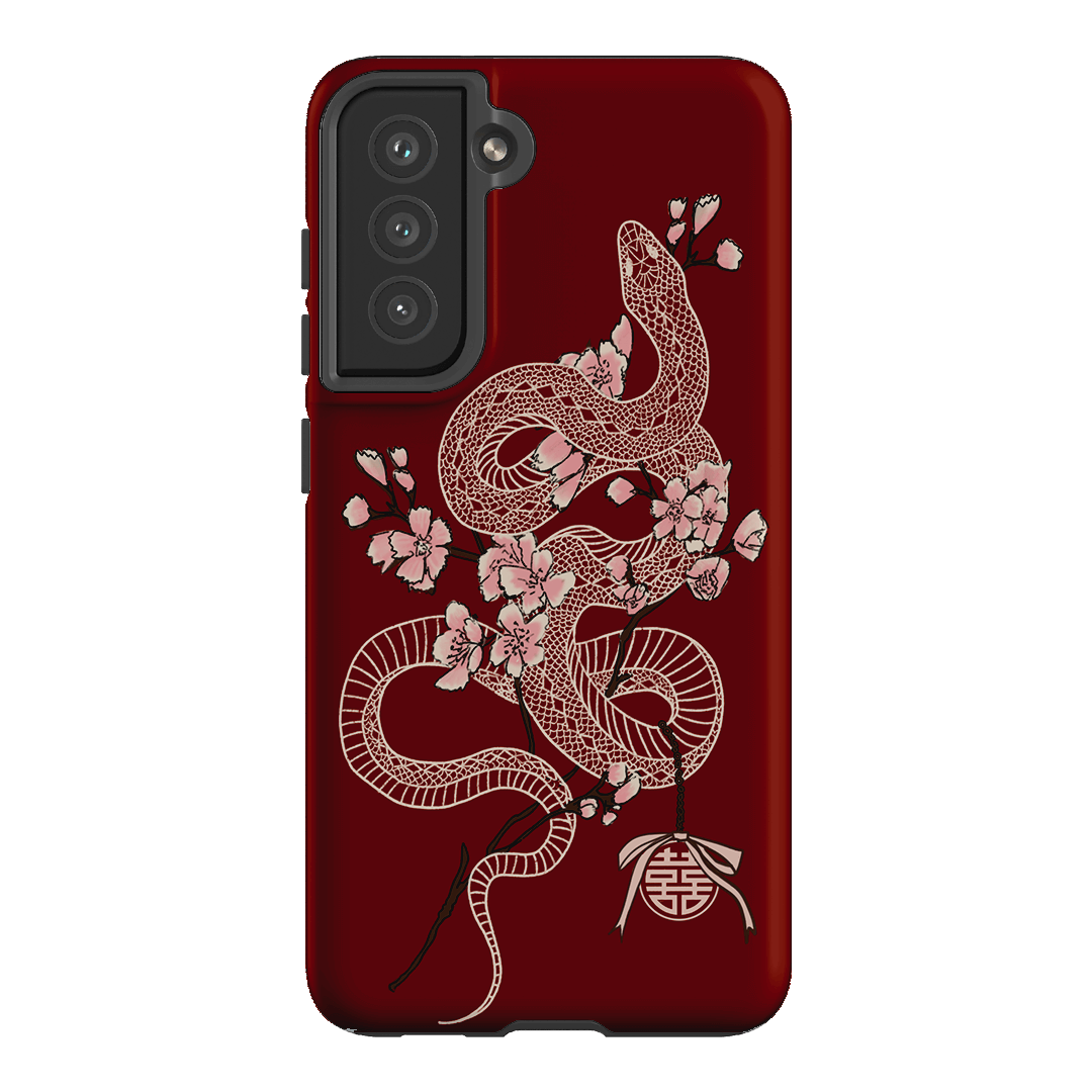 Blossom Snake in Red Printed Phone Cases by Veronica Tucker - The Dairy