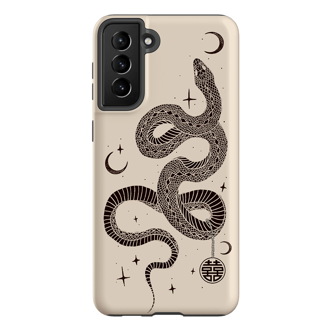 Astro Snake in Cream Printed Phone Cases by Veronica Tucker - The Dairy