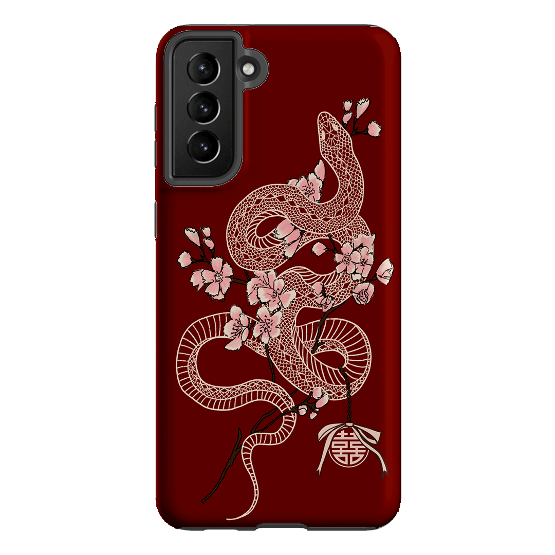 Blossom Snake in Red Printed Phone Cases by Veronica Tucker - The Dairy