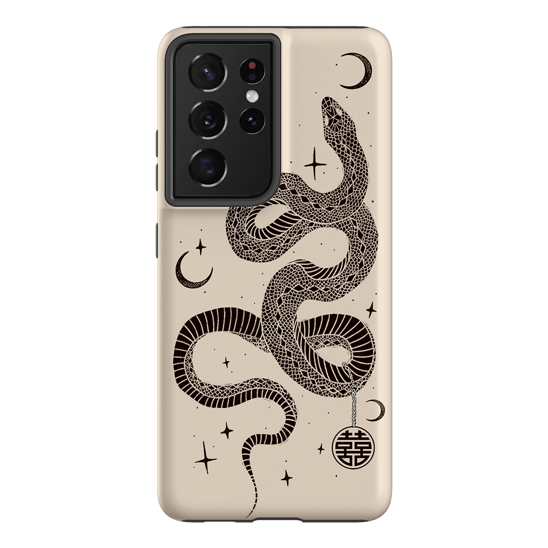 Astro Snake in Cream Printed Phone Cases by Veronica Tucker - The Dairy