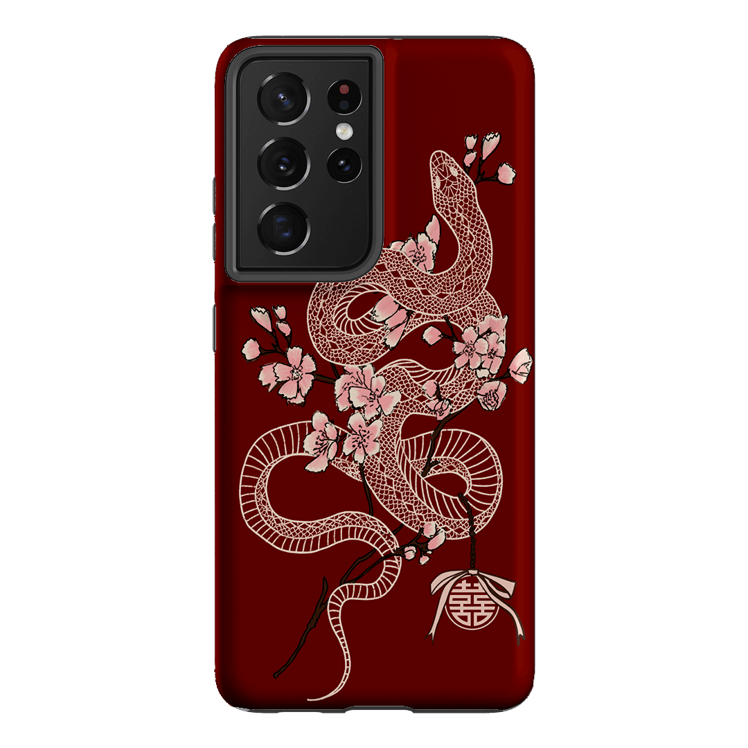 Blossom Snake in Red Printed Phone Cases by Veronica Tucker - The Dairy