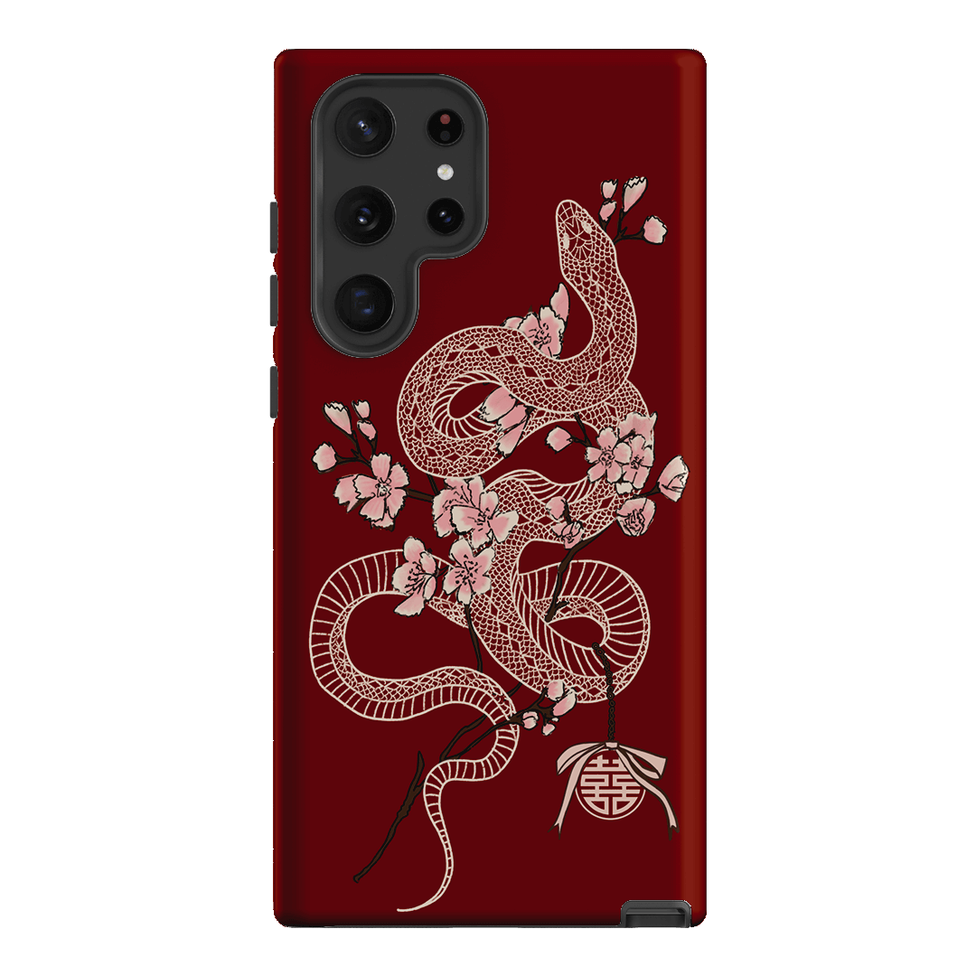 Blossom Snake in Red Printed Phone Cases by Veronica Tucker - The Dairy