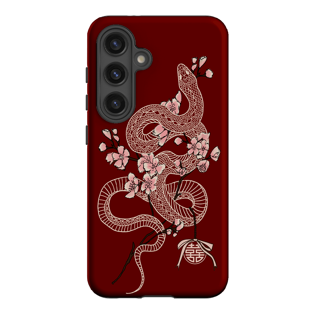 Blossom Snake in Red Printed Phone Cases by Veronica Tucker - The Dairy