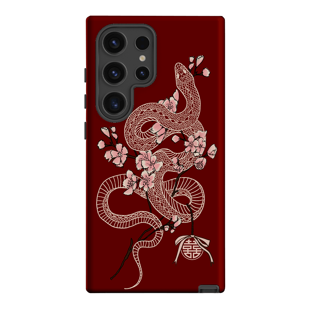 Blossom Snake in Red Printed Phone Cases by Veronica Tucker - The Dairy