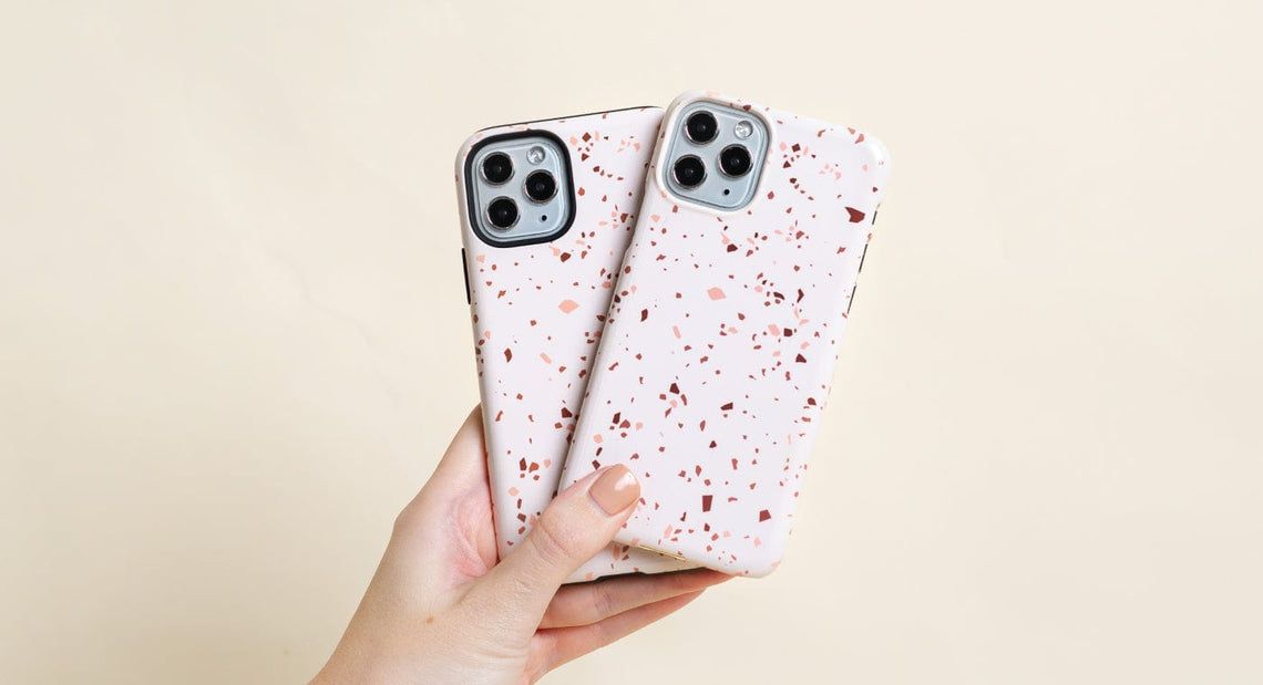 Side-by-side gallery of Snap and Armoured phone cases emphasizing style and functionality