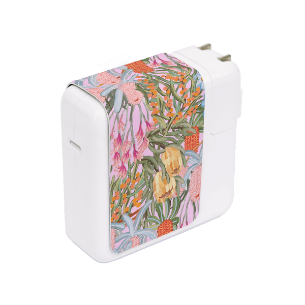 Floral Sorbet MacBook Charger Sticker Power Adapter Skin Small by Amy Gibbs - The Dairy