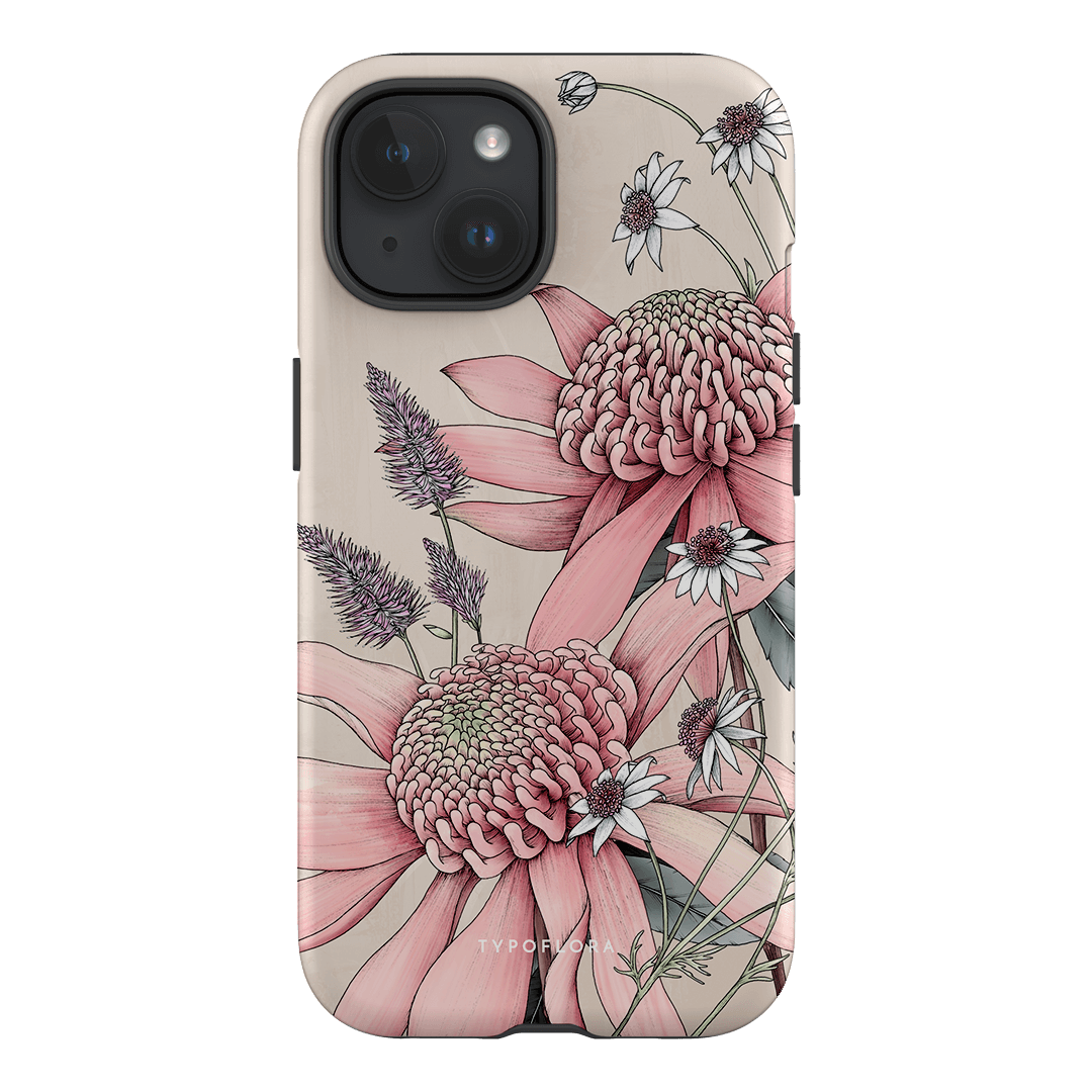 Pink Waratah Printed Phone Cases iPhone 15 / Armoured by Typoflora - The Dairy